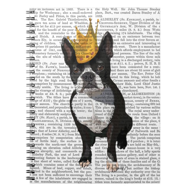 Caderno Espiral Boston Terrier E Crown (Frente)