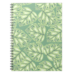 Caderno Espiral Botanic jungle seamless pattern in pastel green co