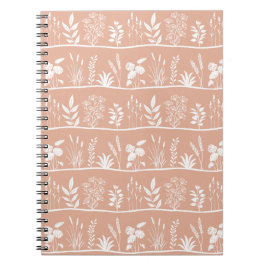Caderno Espiral Botanic Whisper White Plants Silhouette Peach