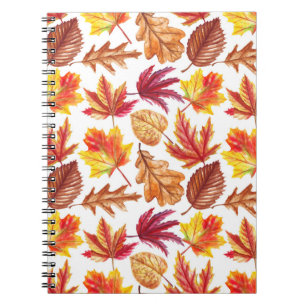 Caderno Espiral Botânica de outono de aquarela, composição sem cos