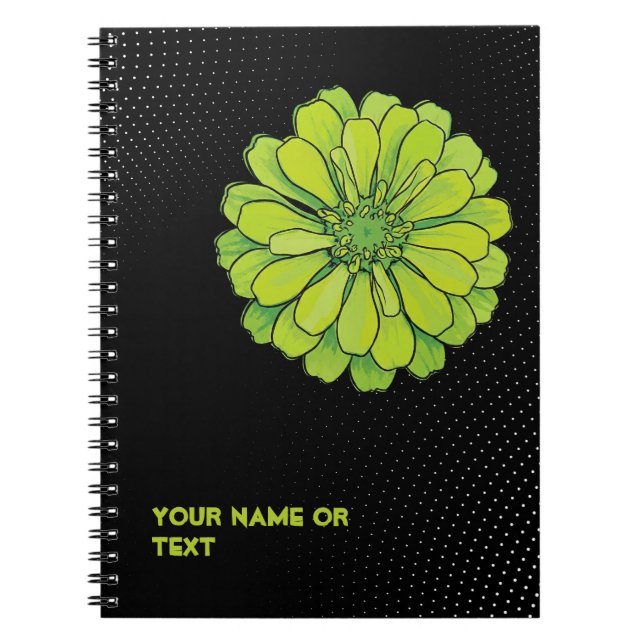 Caderno Espiral Botanical Acid Green: The 'Envy' Zinnia Pop Art (Frente)