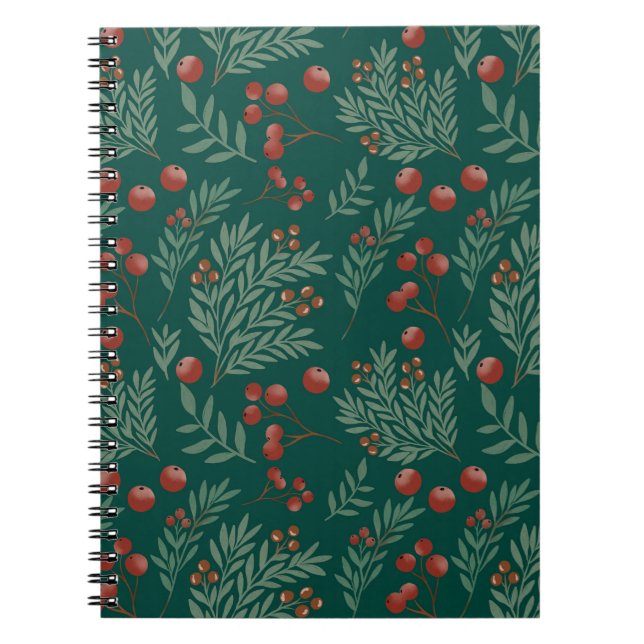 Caderno Espiral Botanical Red Berry Christmas Notebook (Frente)