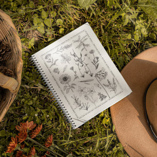 Caderno Espiral Botânico Flores Vintage Notebook Floral