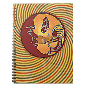Caderno Espiral Botão de Paisagem - Kokopelli Moon Feather 1