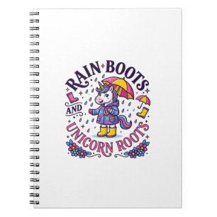 Caderno Espiral Botas de Chuva de Unicórnio e Camisa Comercial Uni
