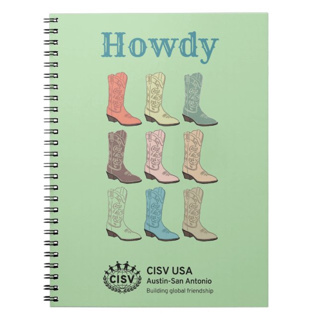 Caderno Espiral Botas de Cowboy CISV Austin (Frente)