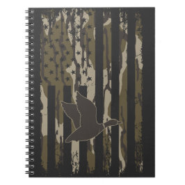 Caderno Espiral Bottomland Camo Duck Hunting American Flag EUA