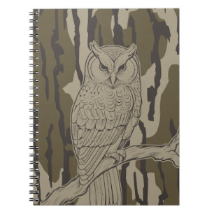 Caderno Espiral Bottomland Camo Owl em Branch Vintage