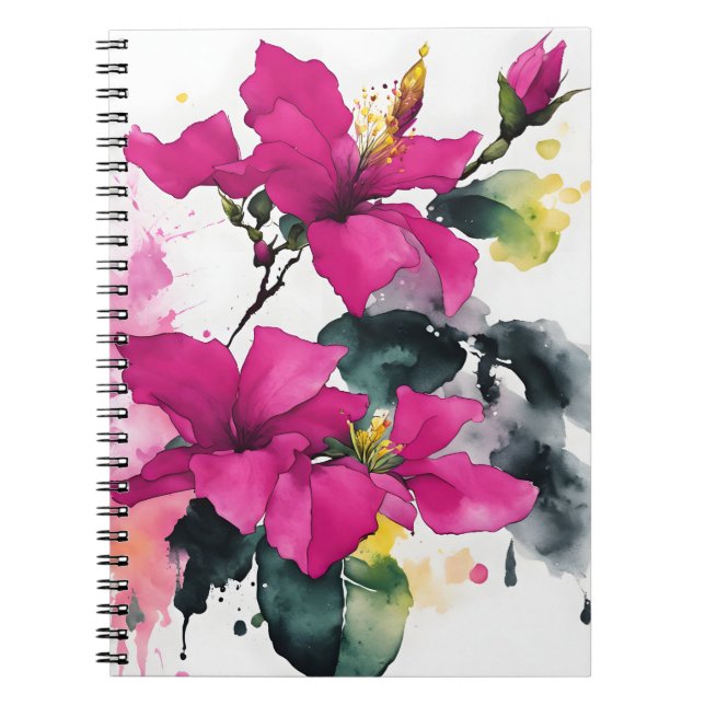 Caderno Espiral Bougainvillea - Flores aquarela (Frente)