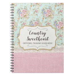 Caderno Espiral Boutique floral cor-de-rosa da casa da quinta do