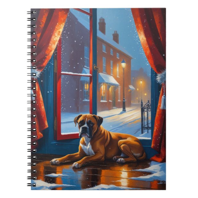 Caderno Espiral Boxeador com Luzes de Natal Feriado (Frente)