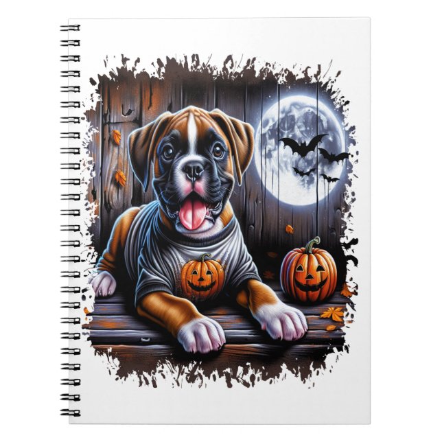 Caderno Espiral Boxer Dog Halloween (Frente)
