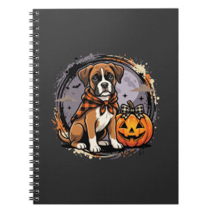 Caderno Espiral Boxer Dog Halloween Abóbora Sublimação