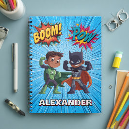 Caderno Espiral Boys Name Superhero Notebook Personalised Kids