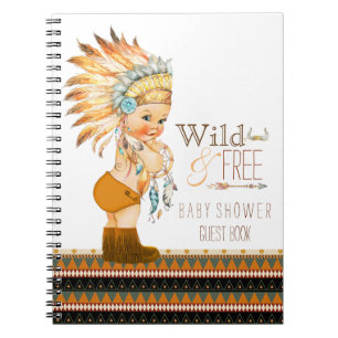Caderno Espiral Boys Tribal Wild e Free Chá de fraldas Guest Book