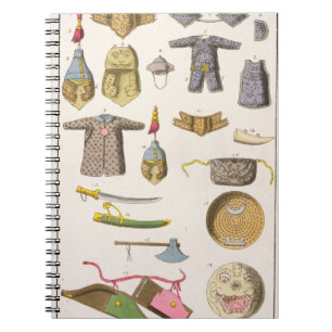 Caderno Espiral Braços militares e roupa chineses, ilustração