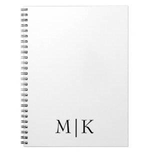 Caderno Espiral Branco e Preto Monograma moderno