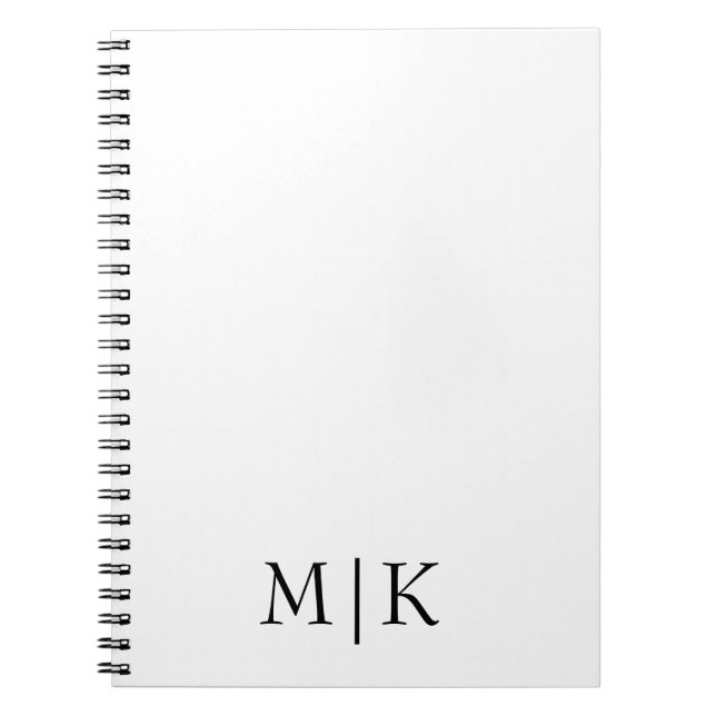 Caderno Espiral Branco e Preto | Monograma moderno (Frente)