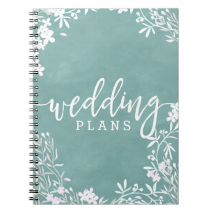 Caderno Espiral Branco Floral Qualquer Planner de Casamento de Cor