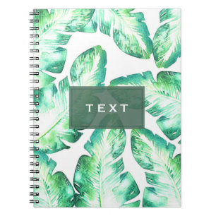 Caderno Espiral Branco Praia Verde Folhas Tropicais Chic