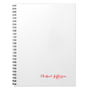 Caderno Espiral Branco Vermelho Simples, Simples, com Script de Es