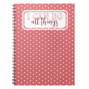 Caderno Espiral Brancos Rosa, Eu Posso Fazer Tudo
