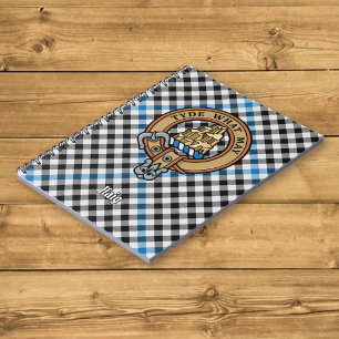 Caderno Espiral Brasão do Clã Haig sobre xadrez Tartan