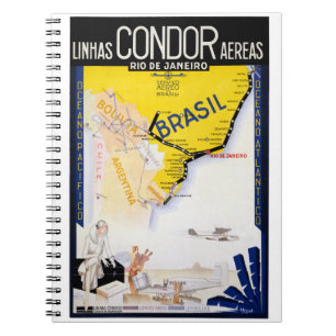 Caderno Espiral Brasil Viagens vintage do Rio Restaurado