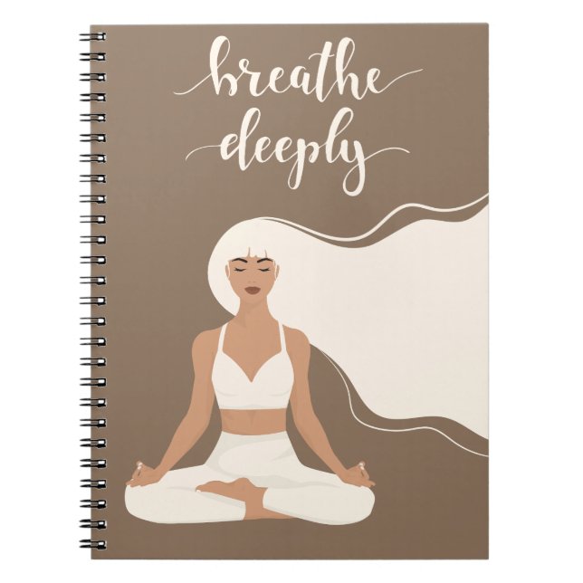 Caderno Espiral Breathe Deeply Yoga Meditação (Frente)