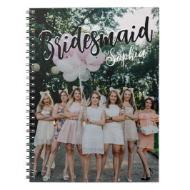Caderno Espiral Bridesmaid Oferece Foto Moderna Preta Personalizad