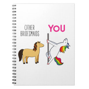 Caderno Espiral Bridesmaid Unicorn Engraçado Casamento