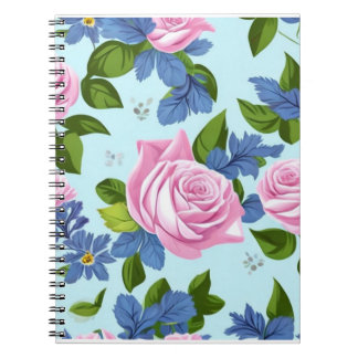 Caderno Espiral Bridgerton Lírios Azuis Inspidos Rosas Rosa Floral