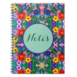 Caderno Espiral Bright Abstrato Flower Art