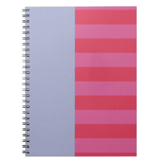 Caderno Espiral Bright Cheerful pink and ice blue striped design