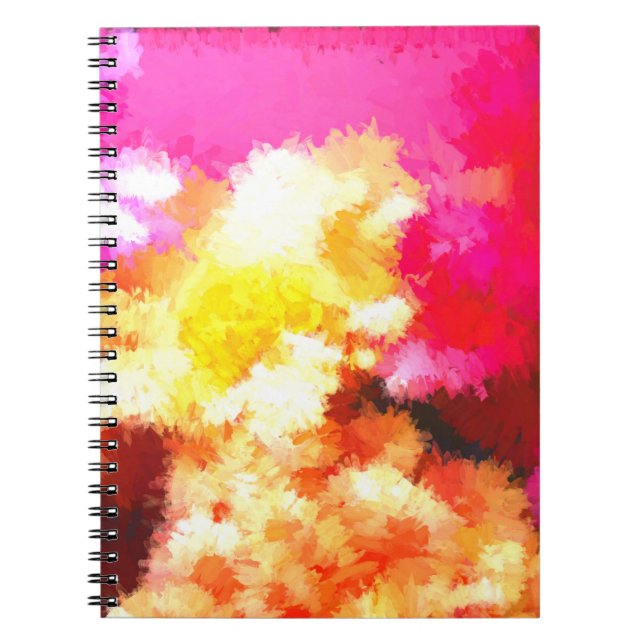 Caderno Espiral Bright Flowers Abstrato Notebook, Diário colorido (Frente)