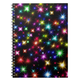 Caderno Espiral Brilhante Brilhante Esparques, Estrelas e Firework