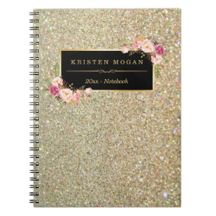Caderno Espiral Brilhante Dourado moderno brilha em espiral
