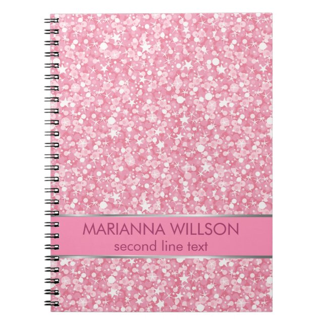 Caderno Espiral Brilhante Rosa E Branco (Frente)