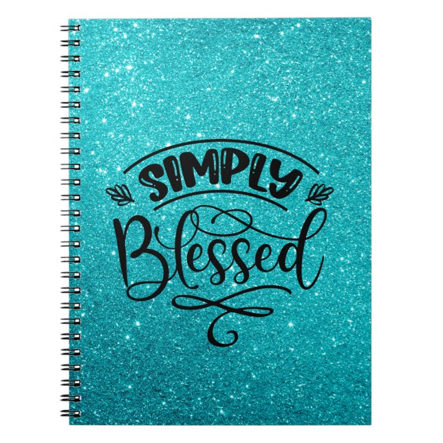 Caderno Espiral Brilho Azul | Notebook Simplesmente Abençoado (Frente)