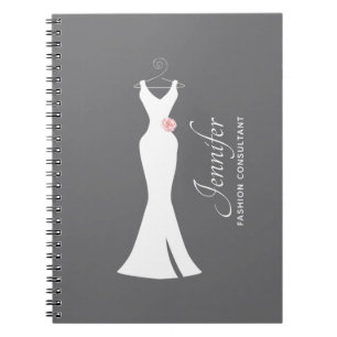 Caderno Espiral Brilho branco elegante na Cinza - Design simples N