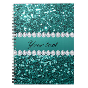 Caderno Espiral Brilho chique e diamantes do falso da cerceta