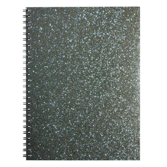 Caderno Espiral Brilho de aço do falso do cinza azul (Frente)