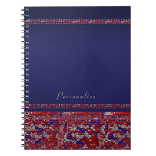 Caderno Espiral Brilho de Lantejoulas Vermelho Branco e Azul 4 de