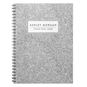 Caderno Espiral Brilho de prata elegante