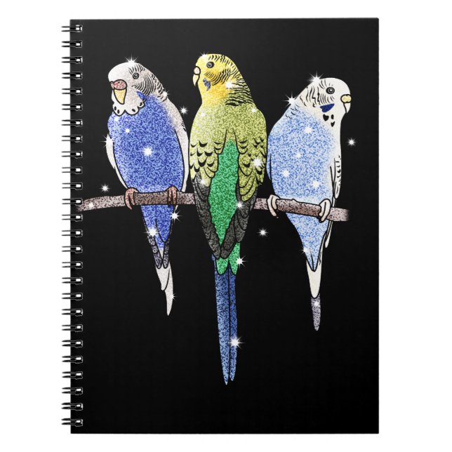 Caderno Espiral Brilho do Budgerigar de Budgie (Frente)