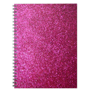 Caderno Espiral Brilho do rosa quente do falso
