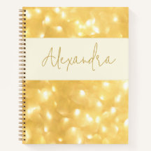 Caderno Espiral Brilho Dourado