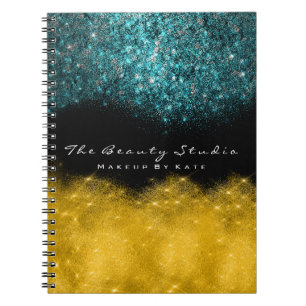 Caderno Espiral Brilho Dourado da cerceta do artista do cabelo da