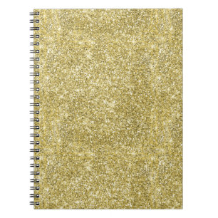 Caderno Espiral Brilho Dourado da faísca do falso