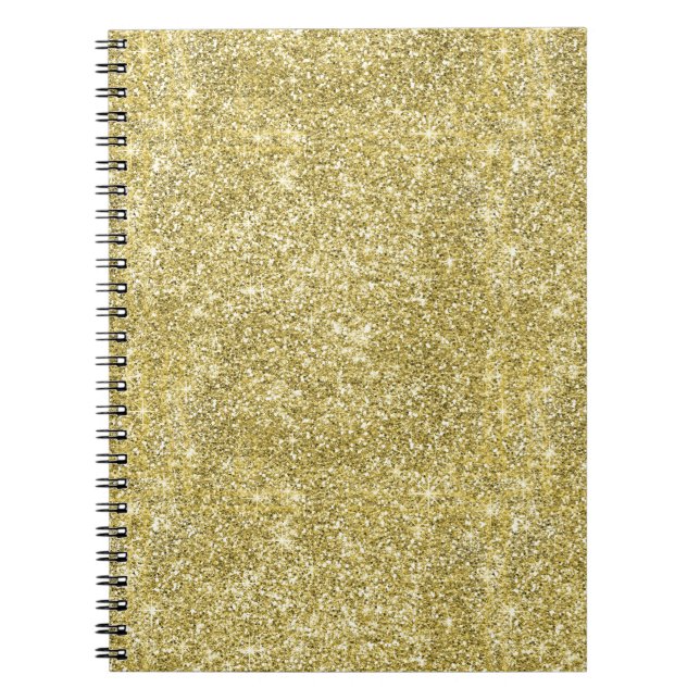 Caderno Espiral Brilho Dourado da faísca do falso (Frente)